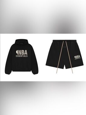 Brand new NBA Essential Black Hoodie and Shorts set size medium